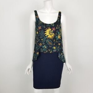 Rachel Roy Navy Blue Floral Sleeveless Dress Sz 8